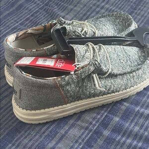 Hey Dude Men’s Gray Knit Slip-On Loafers with Cream Sole